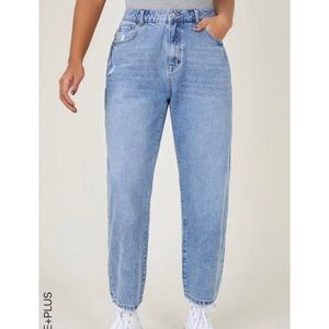 High waisted cropped mom jeans